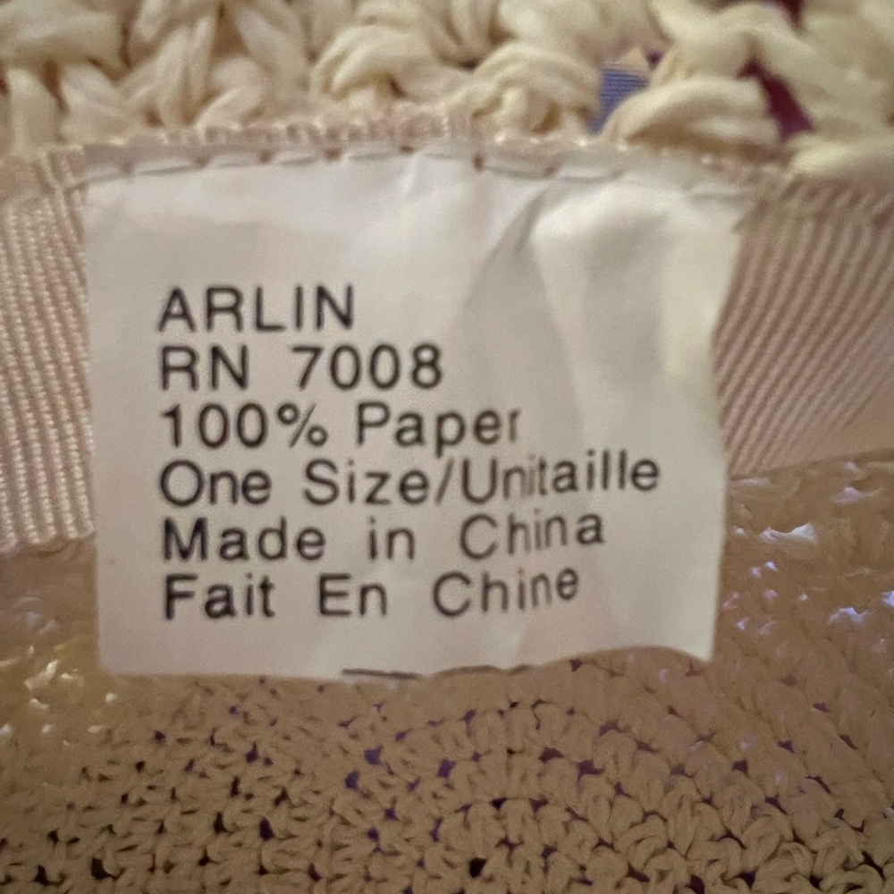 Arlin Cream 100% Paper Bucket Hat Vintage - Picture 3 of 4